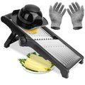 Mandolina Rebanadora de Alimentos de Acero Inoxidable Cortador de Alimentos Picador Rallador Pelador de Verduras y Frutas Rebanadora Julienne de Cocina con 5 Cuchillas Ajustables Soporte para Alimentos
