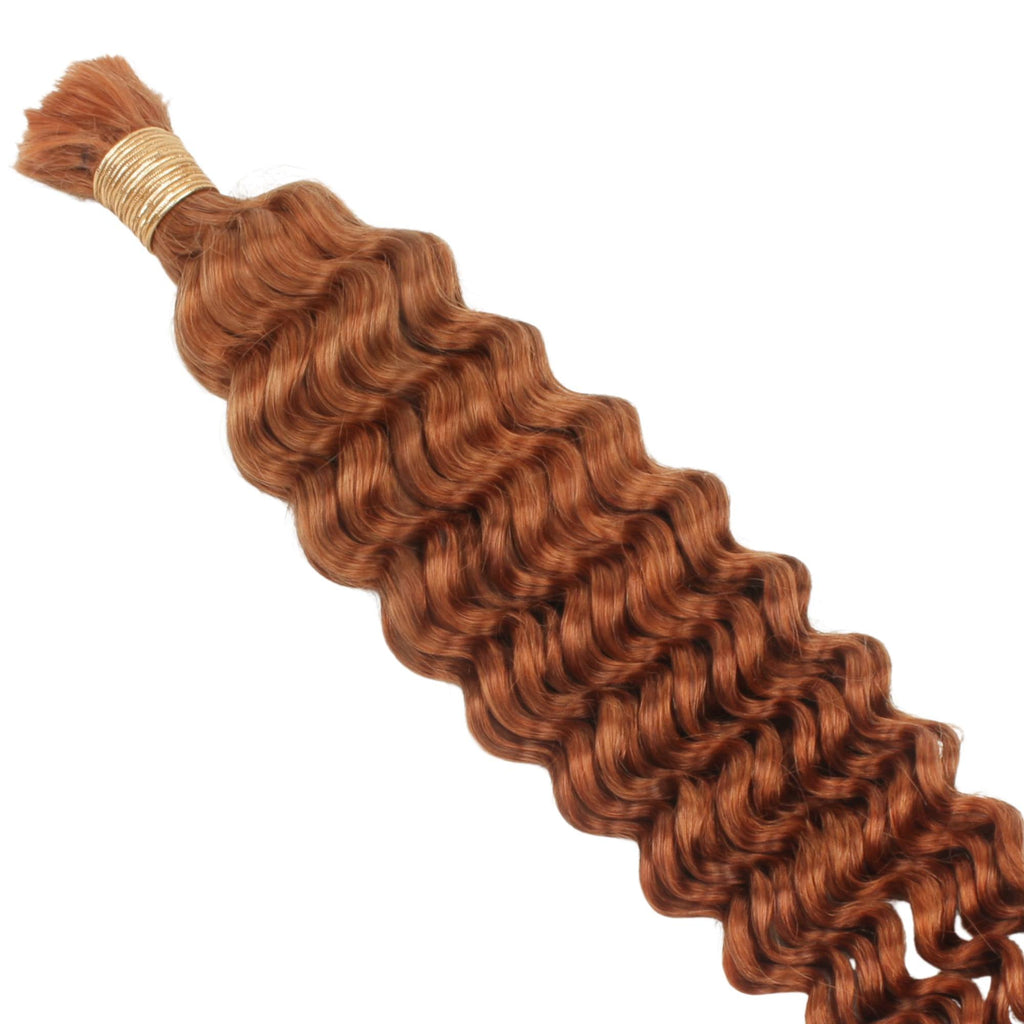 Pelo para trenzar 100 % humano a granel, ondulado profundo, color cobrizo 350