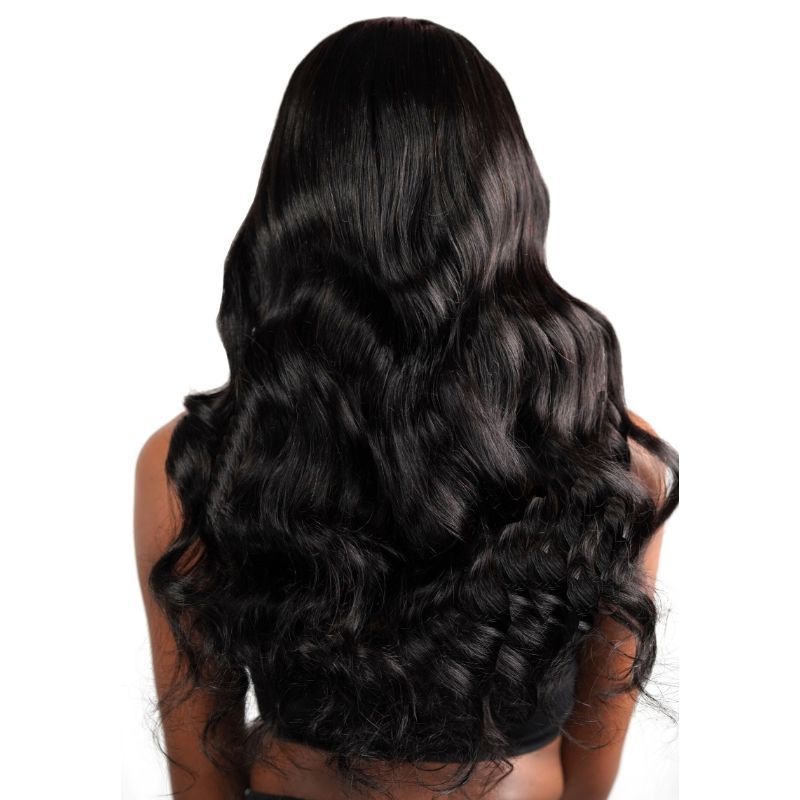 Peluca de cabello humano con encaje transparente 13x4 y ondas corporales