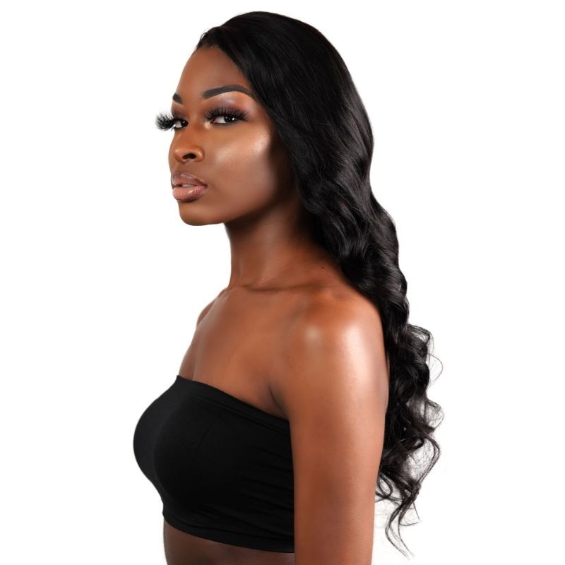 Peluca de cabello humano con encaje transparente 13x4 y ondas corporales