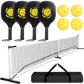 Portable Pickleball Net Set 22ft Regulation Size Net Pickle Ball Net System with 4 Pickleballs 4 Paddles Carrying Bag for Driveway Backyard