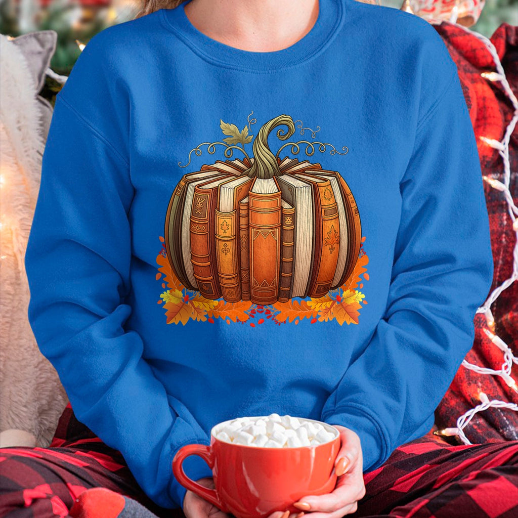Camiseta Fall Book Pumpkin Retro Reading Teacher Books Lover - Camiseta/Sudadera con capucha unisex de Halloween - NGHL00