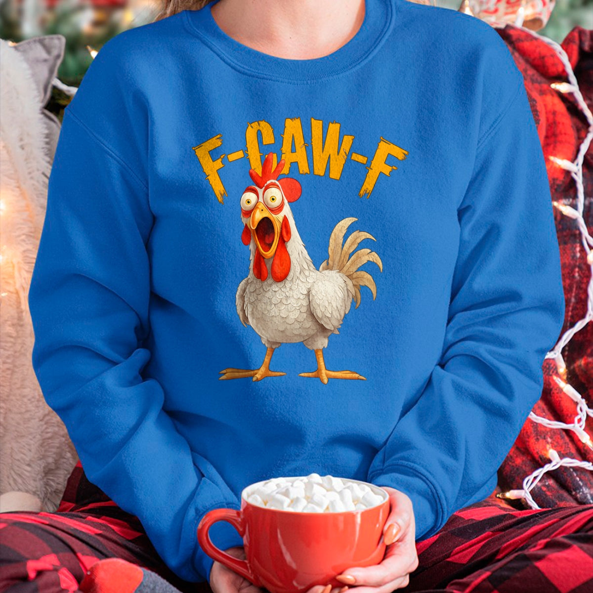 Divertida camiseta retro con juego de palabras de pollo "F-Awk-F" y gallo "F-Caw-F" - Camiseta/sudadera con capucha unisex de Halloween - NGHL00 (SKUT-1810HALLOWEEN-01)