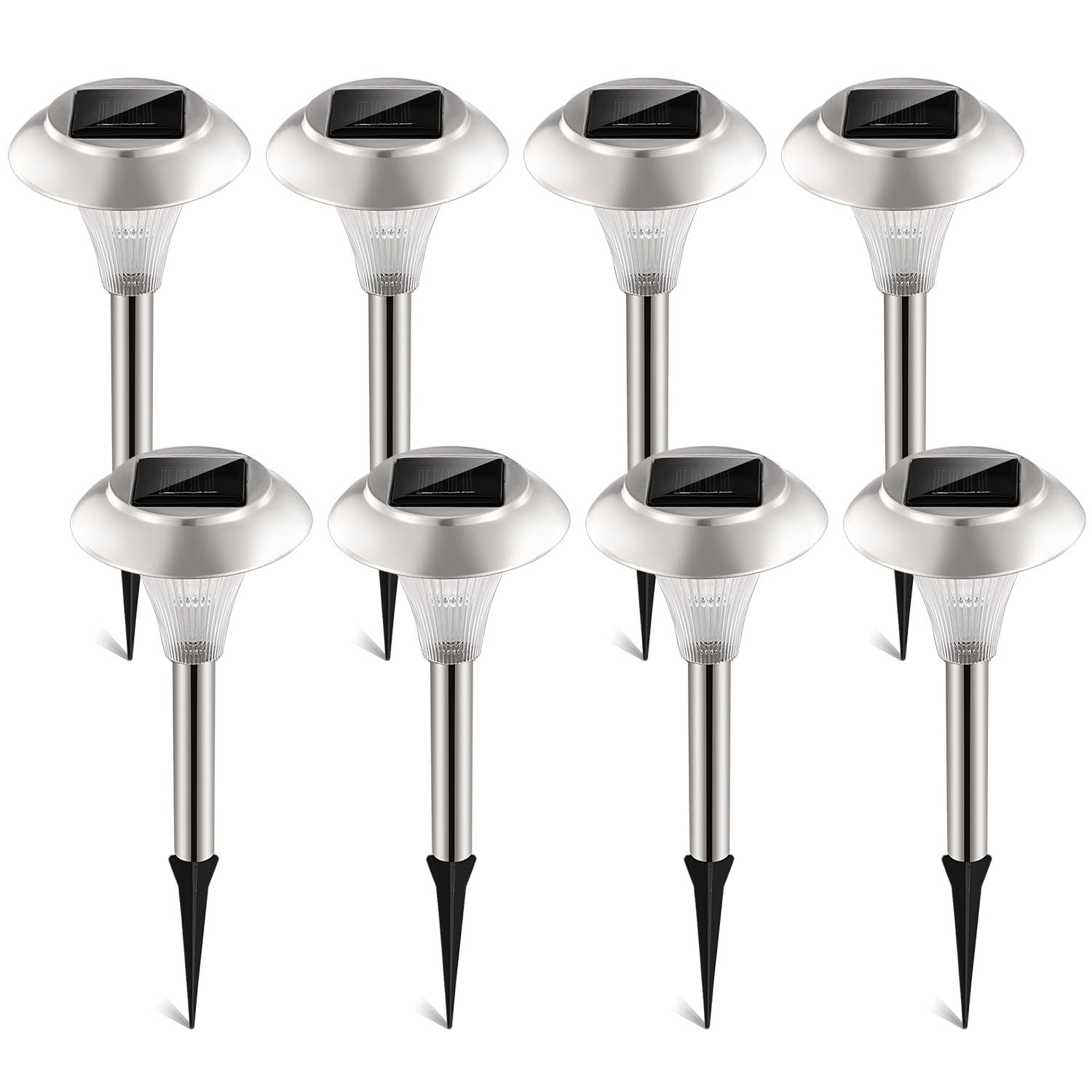 8 luces solares para jardín al aire libre, IP44, impermeables, luces solares para caminos que cambian de color, lámparas de paisaje, 10 horas de iluminación para césped, patio, entrada, pasarela