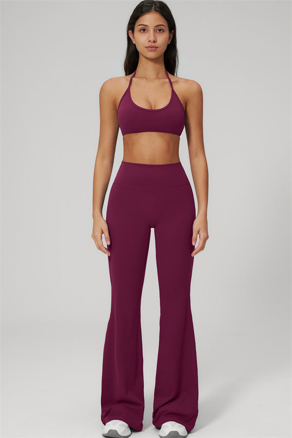 Conjunto de 2 piezas Rapture: Sujetador deportivo y Leggings acampanados