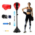Saco de boxeo con soporte Saco de boxeo independiente para adultos Pelota de boxeo ajustable en altura de 43,3 a 63 pulgadas con guantes protectores de muñeca y base de succión estable para