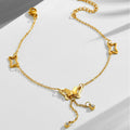 Rose gold trendy titanium steel butterfly tassel bare anklet