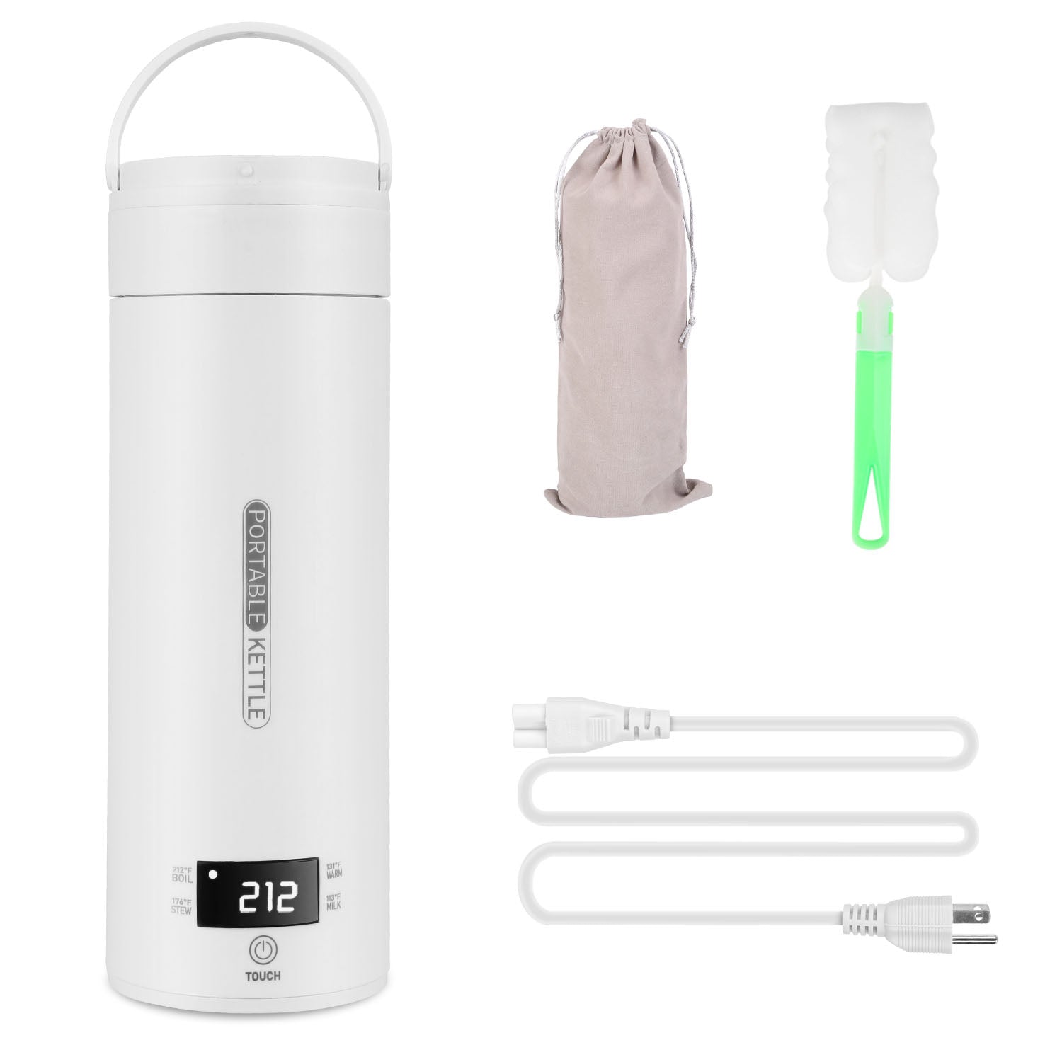 Hervidor eléctrico de viaje de 17 oz, tetera portátil de acero inoxidable con 4 modos de temperatura preestablecidos y asa integrada para uso en casa, oficina y automóvil.