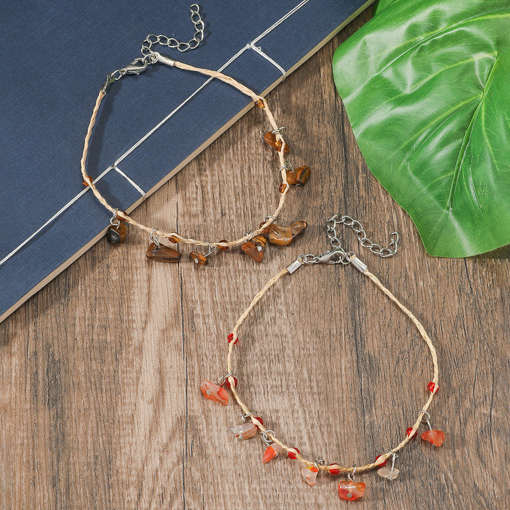 Bohemian Multicolor Pebble Anklet For Women