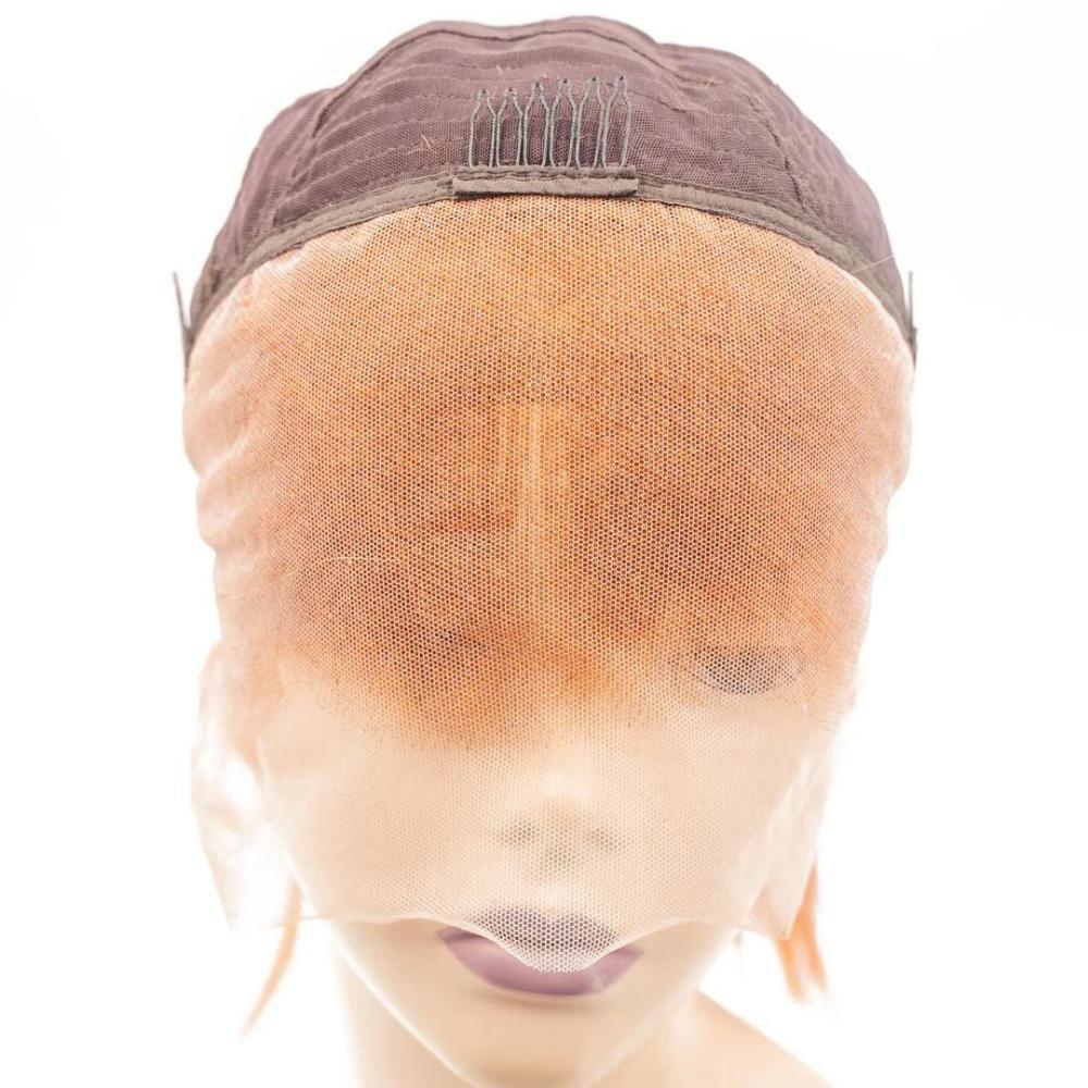 Peluca Bob de Cabello Humano 100% Cinnamon, Encaje Frontal Transparente 13x4