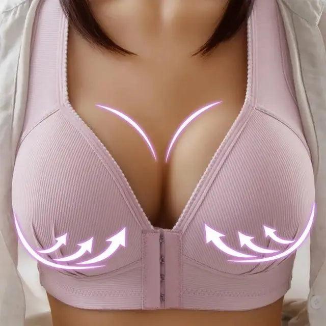 Sujetador cómodo sin costuras para mujer, a la moda, con realce, sin aros, lencería, bralette de copa completa, ropa interior de algodón, sujetador con cierre frontal.