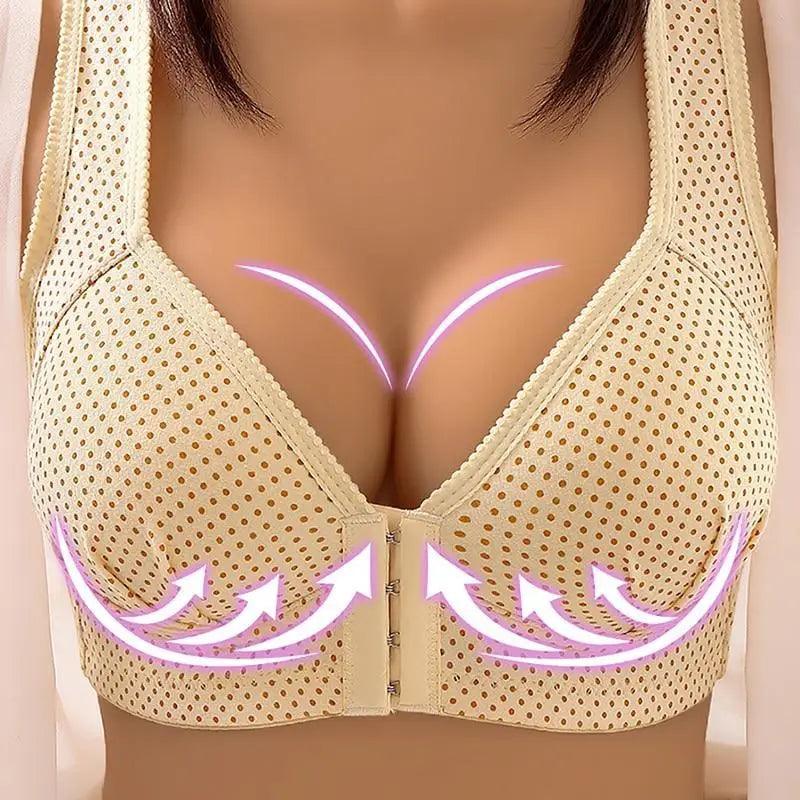 Sujetador cómodo sin costuras para mujer, a la moda, con realce, sin aros, lencería, bralette de copa completa, ropa interior de algodón, sujetador con cierre frontal.