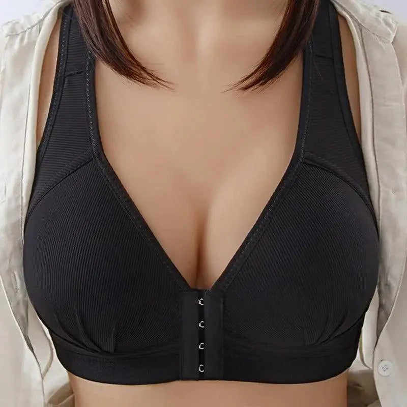 Sujetador cómodo sin costuras para mujer, a la moda, con realce, sin aros, lencería, bralette de copa completa, ropa interior de algodón, sujetador con cierre frontal.