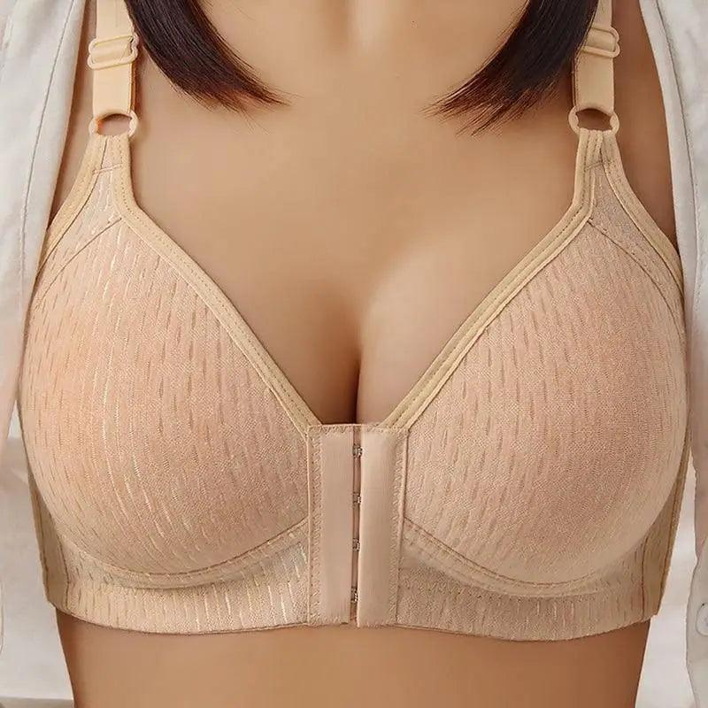 Sujetador cómodo sin costuras para mujer, a la moda, con realce, sin aros, lencería, bralette de copa completa, ropa interior de algodón, sujetador con cierre frontal.