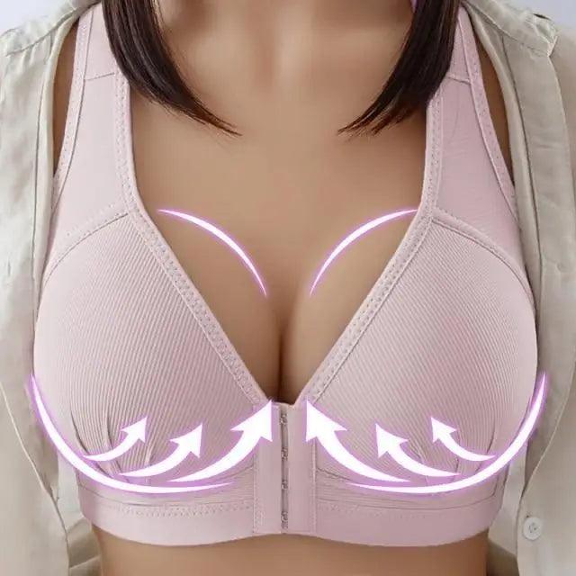 Sujetador cómodo sin costuras para mujer, a la moda, con realce, sin aros, lencería, bralette de copa completa, ropa interior de algodón, sujetador con cierre frontal.