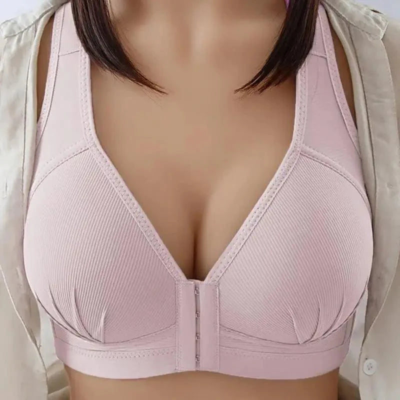 Sujetador cómodo sin costuras para mujer, a la moda, con realce, sin aros, lencería, bralette de copa completa, ropa interior de algodón, sujetador con cierre frontal.