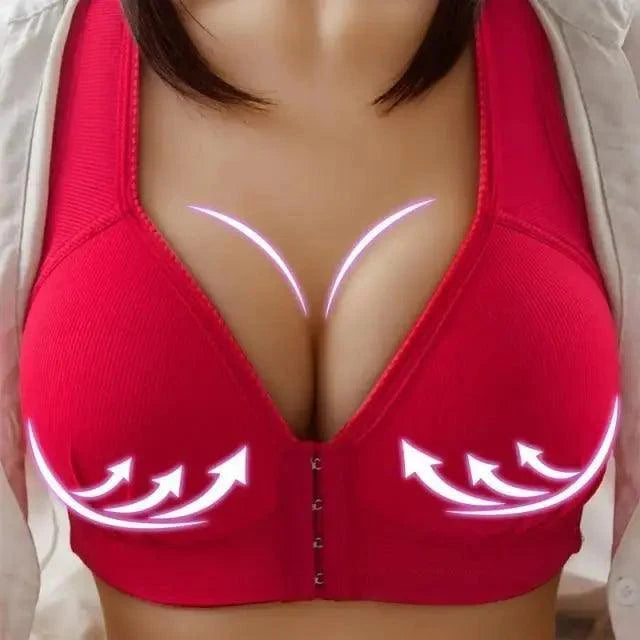 Sujetador cómodo sin costuras para mujer, a la moda, con realce, sin aros, lencería, bralette de copa completa, ropa interior de algodón, sujetador con cierre frontal.