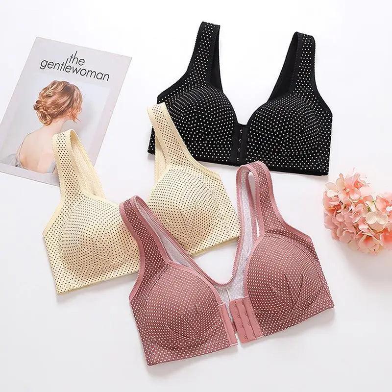 Sujetador cómodo sin costuras para mujer, a la moda, con realce, sin aros, lencería, bralette de copa completa, ropa interior de algodón, sujetador con cierre frontal.