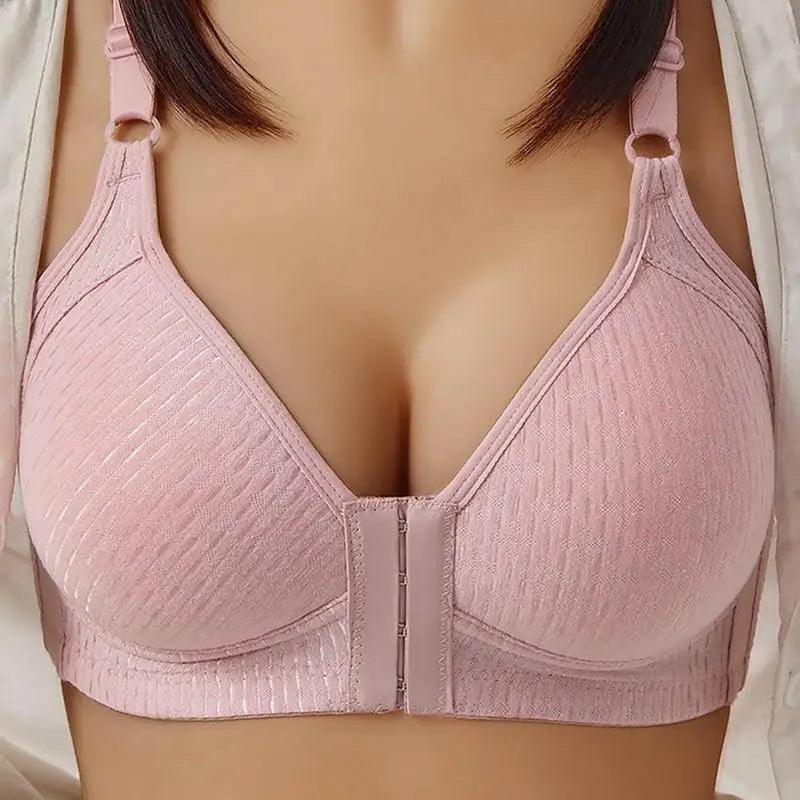 Sujetador cómodo sin costuras para mujer, a la moda, con realce, sin aros, lencería, bralette de copa completa, ropa interior de algodón, sujetador con cierre frontal.