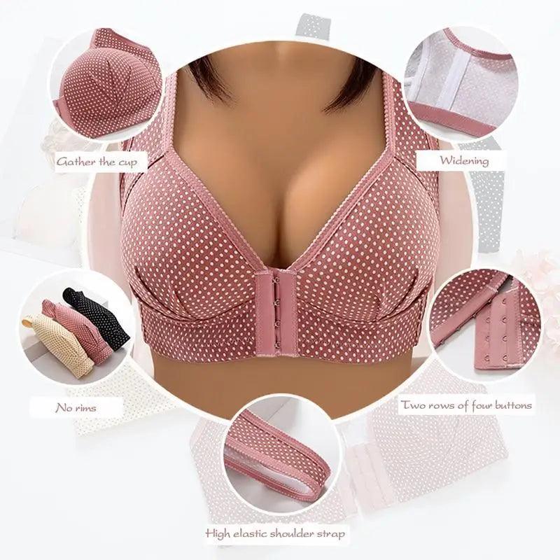 Sujetador cómodo sin costuras para mujer, a la moda, con realce, sin aros, lencería, bralette de copa completa, ropa interior de algodón, sujetador con cierre frontal.