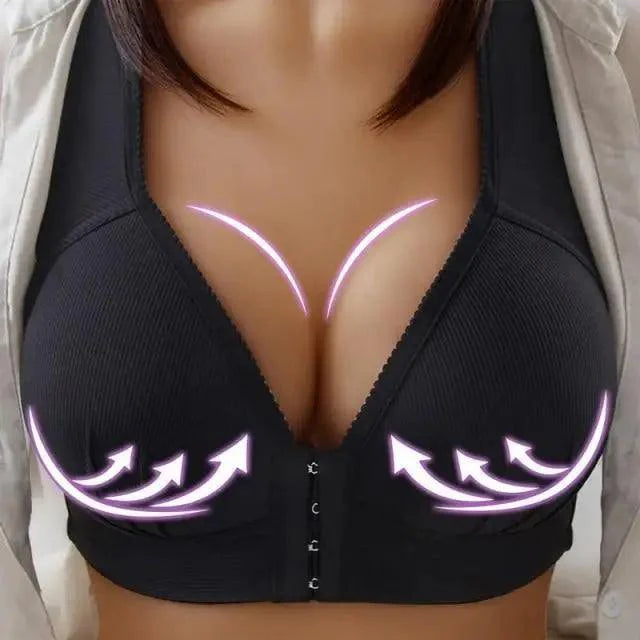 Sujetador cómodo sin costuras para mujer, a la moda, con realce, sin aros, lencería, bralette de copa completa, ropa interior de algodón, sujetador con cierre frontal.