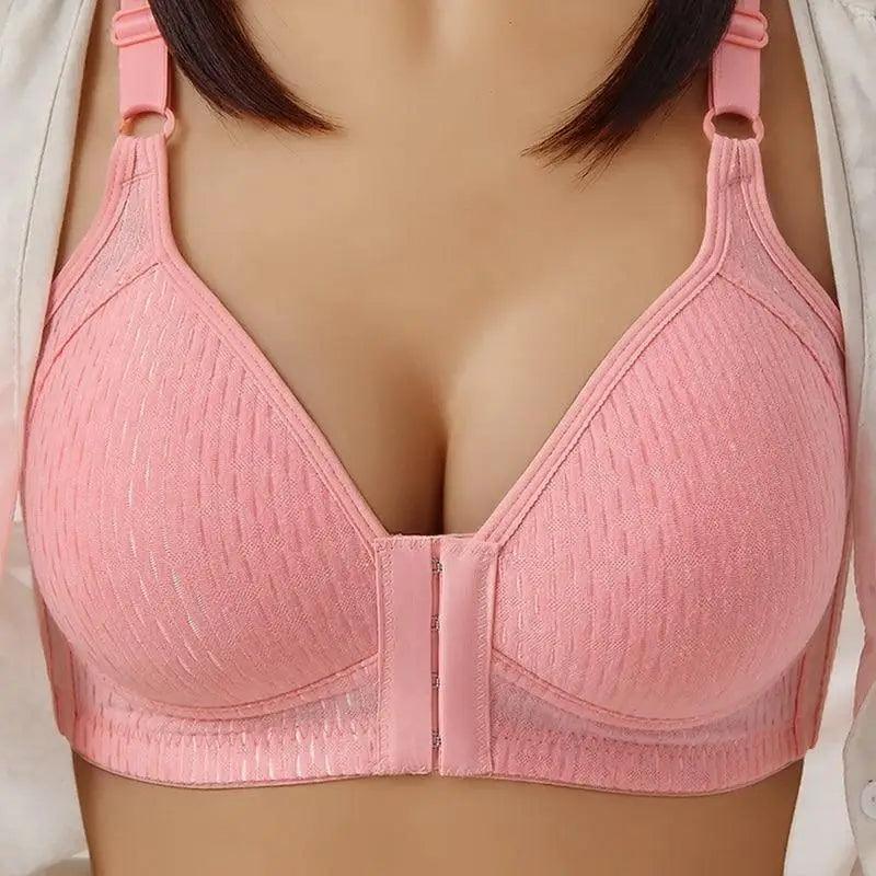 Sujetador cómodo sin costuras para mujer, a la moda, con realce, sin aros, lencería, bralette de copa completa, ropa interior de algodón, sujetador con cierre frontal.