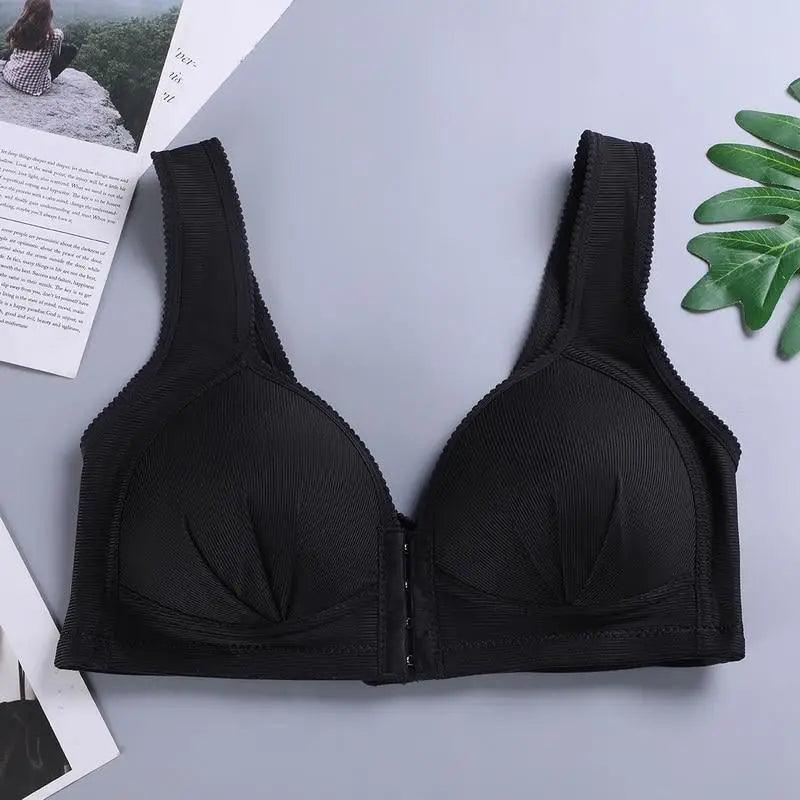 Sujetador cómodo sin costuras para mujer, a la moda, con realce, sin aros, lencería, bralette de copa completa, ropa interior de algodón, sujetador con cierre frontal.