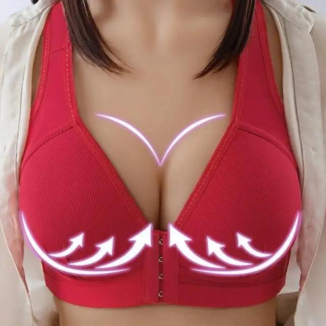 Sujetador cómodo sin costuras para mujer, a la moda, con realce, sin aros, lencería, bralette de copa completa, ropa interior de algodón, sujetador con cierre frontal.