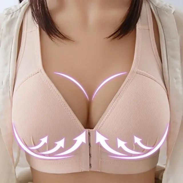 Sujetador cómodo sin costuras para mujer, a la moda, con realce, sin aros, lencería, bralette de copa completa, ropa interior de algodón, sujetador con cierre frontal.