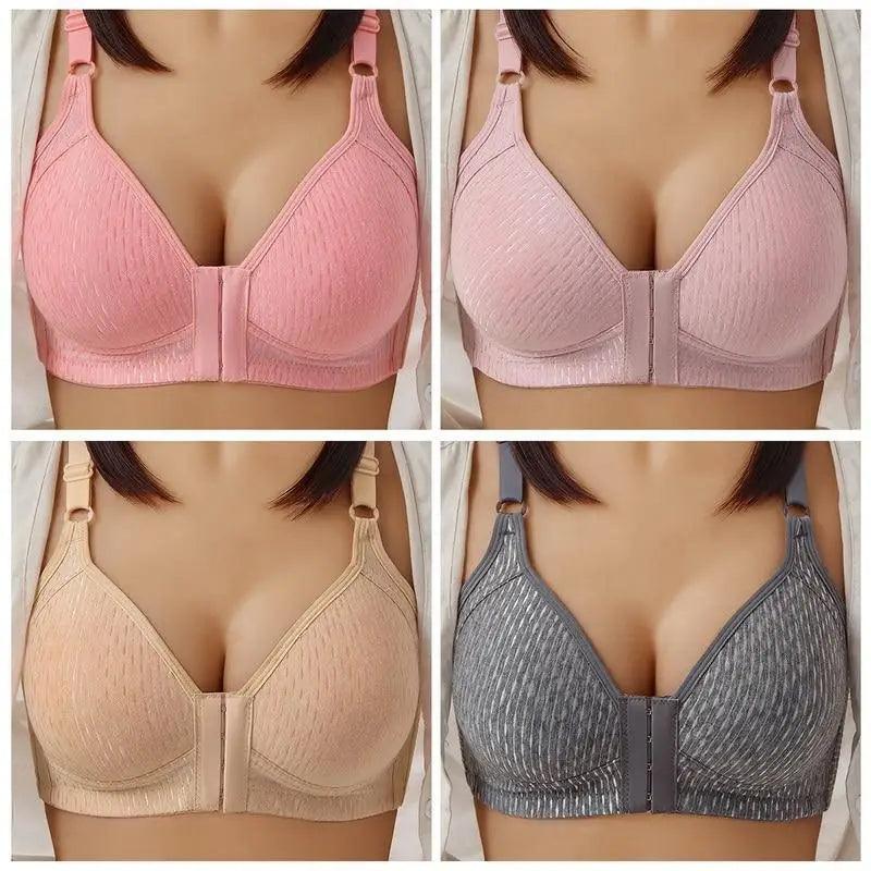 Sujetador cómodo sin costuras para mujer, a la moda, con realce, sin aros, lencería, bralette de copa completa, ropa interior de algodón, sujetador con cierre frontal.