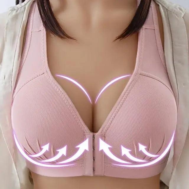 Sujetador cómodo sin costuras para mujer, a la moda, con realce, sin aros, lencería, bralette de copa completa, ropa interior de algodón, sujetador con cierre frontal.