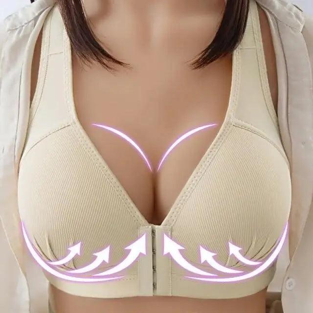 Sujetador cómodo sin costuras para mujer, a la moda, con realce, sin aros, lencería, bralette de copa completa, ropa interior de algodón, sujetador con cierre frontal.