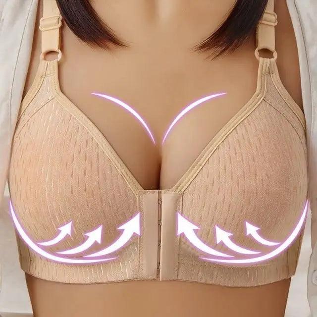 Sujetador cómodo sin costuras para mujer, a la moda, con realce, sin aros, lencería, bralette de copa completa, ropa interior de algodón, sujetador con cierre frontal.