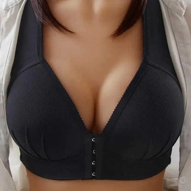 Sujetador cómodo sin costuras para mujer, a la moda, con realce, sin aros, lencería, bralette de copa completa, ropa interior de algodón, sujetador con cierre frontal.