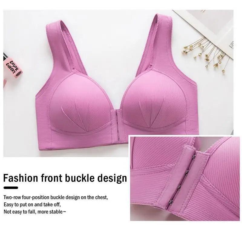 Sujetador cómodo sin costuras para mujer, a la moda, con realce, sin aros, lencería, bralette de copa completa, ropa interior de algodón, sujetador con cierre frontal.