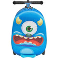 Equipaje con asiento, maleta scooter de 20 pulgadas para niños con ruedas luminosas, azul