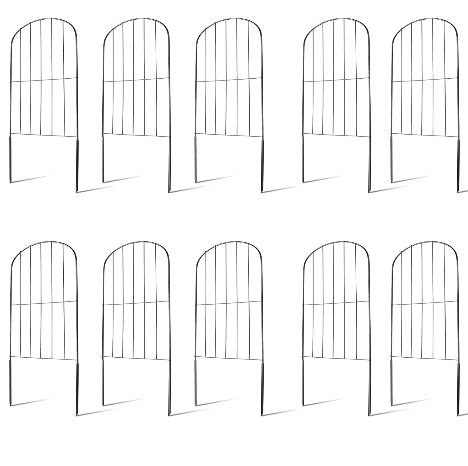 10 Vallas decorativas para jardín, alambre de hierro a prueba de óxido, valla arqueada, barrera para animales, borde de 32 cm de ancho, 60,78 cm de largo para paisajismo de patio y decoración exterior.