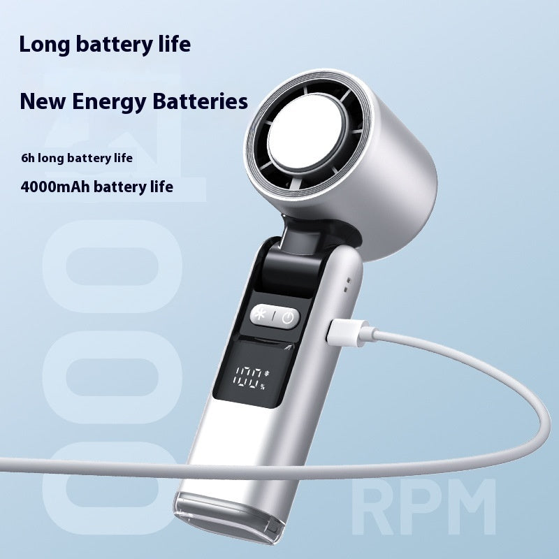 Turbo Handheld Fan — Multi-Speed, Digital Display, Optional Cooling