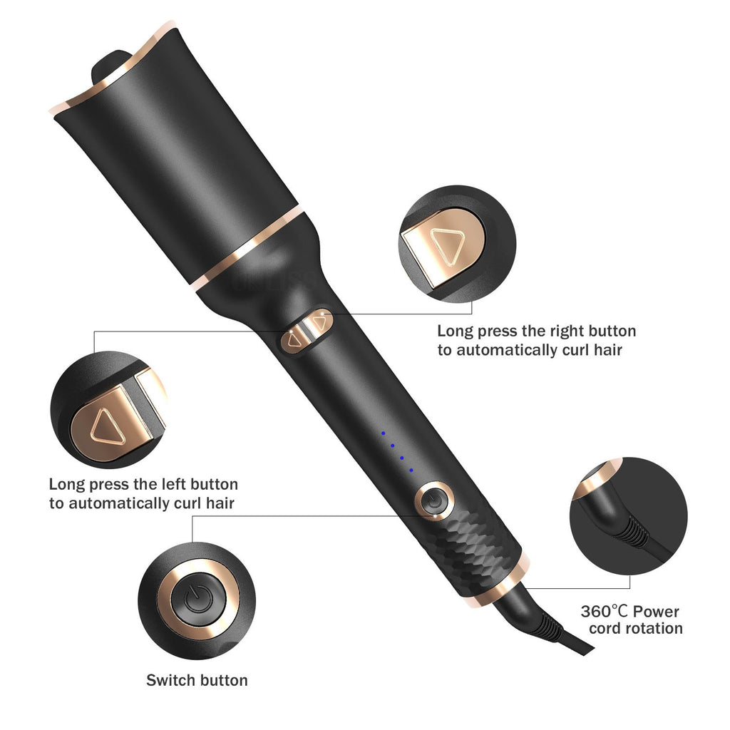 Automatic Spiral Curling Iron – Tourmaline Ceramic Negative Ion | 10-Temp Wet & Dry