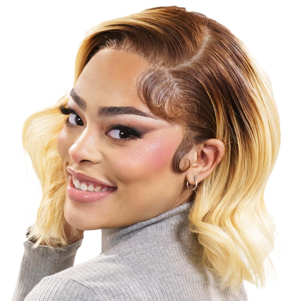 Peluca Bob de cabello humano 100% con encaje frontal transparente 13x4 Shortbread