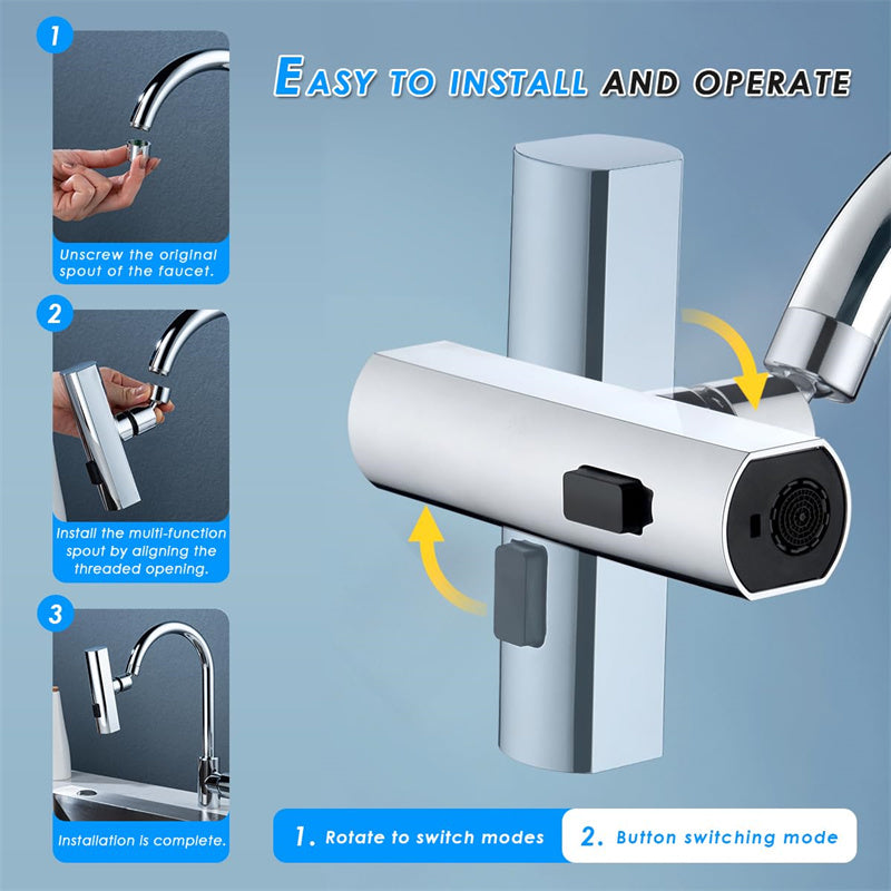 Grifo de cocina, salida de cascada, a prueba de salpicaduras, burbujeador giratorio universal, extensión de boquilla de agua multifuncional, utensilios de cocina