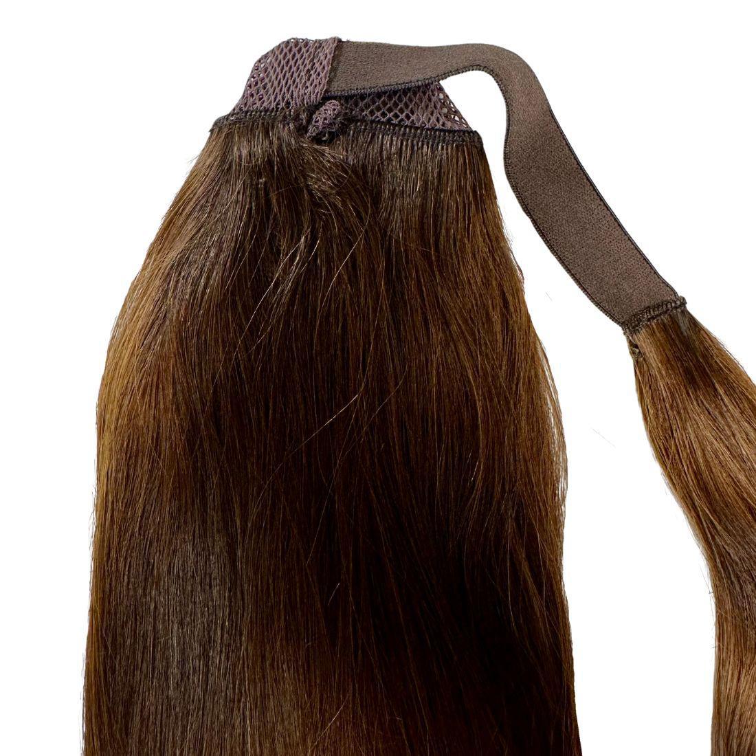 Cola de Caballo de Cabello Humano 100% Castaño Oscuro