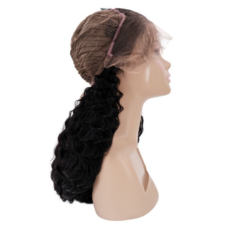 Peluca de cabello humano Deep Wave con encaje frontal transparente 13x4