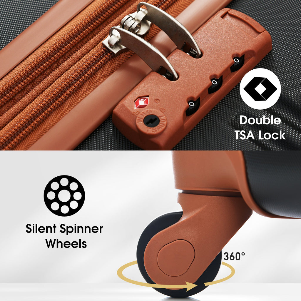 Juego de maletas rígidas de 2 piezas + bolso Spinner con candado TSA ligero 20" + 24"