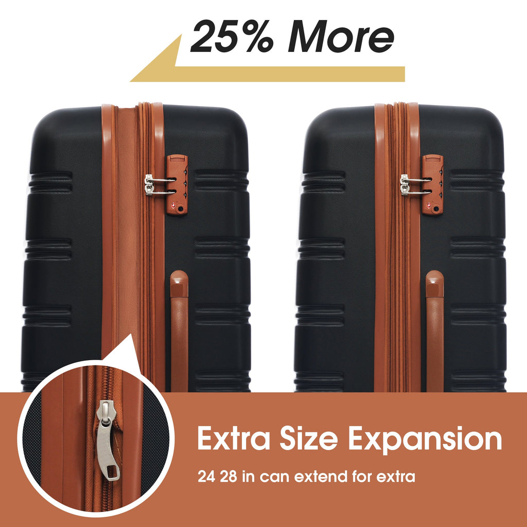 Juego de maletas rígidas de 2 piezas + bolso Spinner con candado TSA ligero 20" + 24"