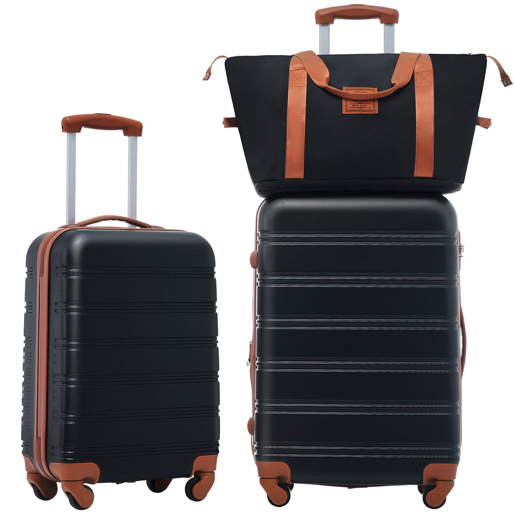 Juego de maletas rígidas de 2 piezas + bolso Spinner con candado TSA ligero 20" + 24"