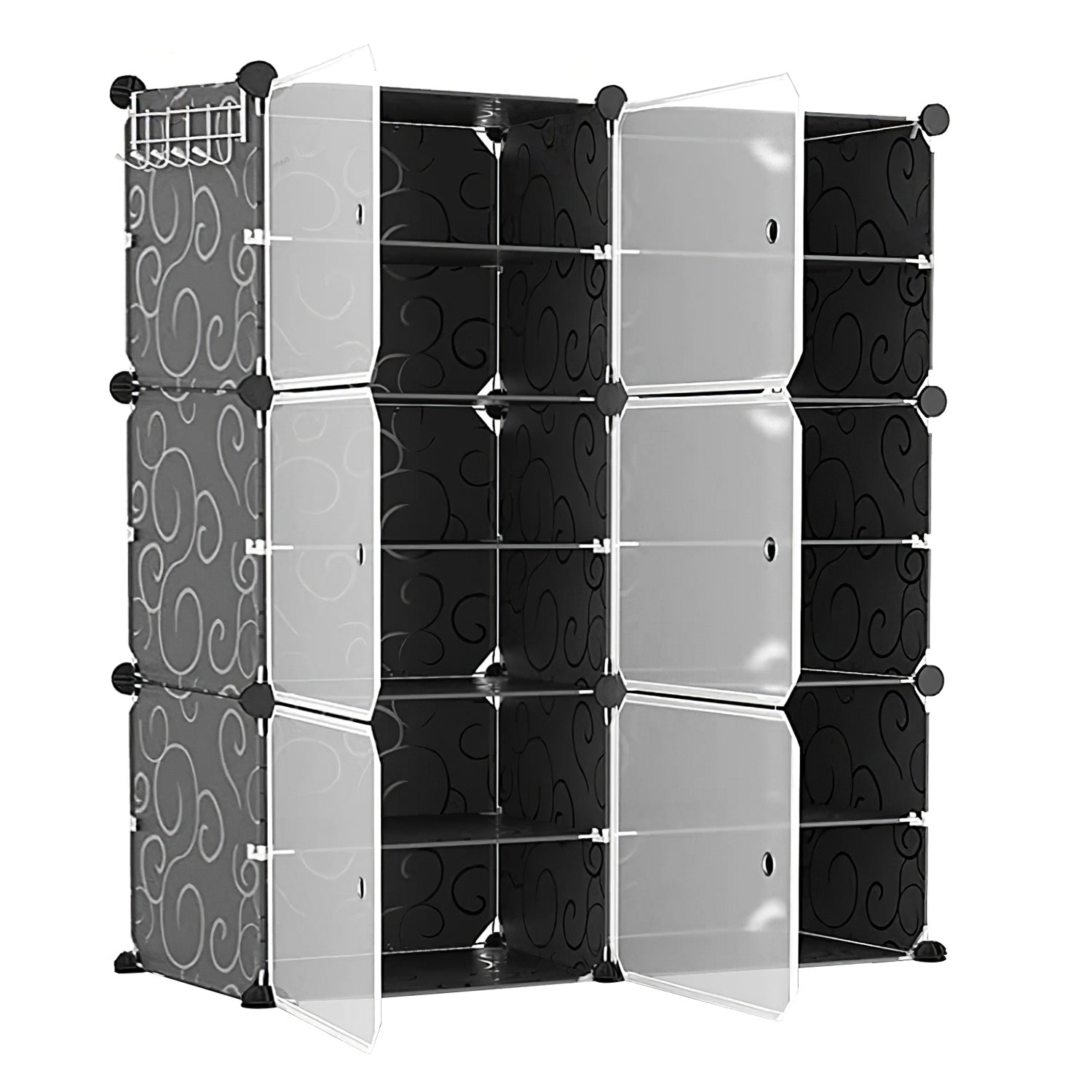 Zapatero organizador de 6 niveles y 2 filas, estante apilable para zapatos, armario de plástico independiente con puertas transparentes para tacones, botas y zapatillas