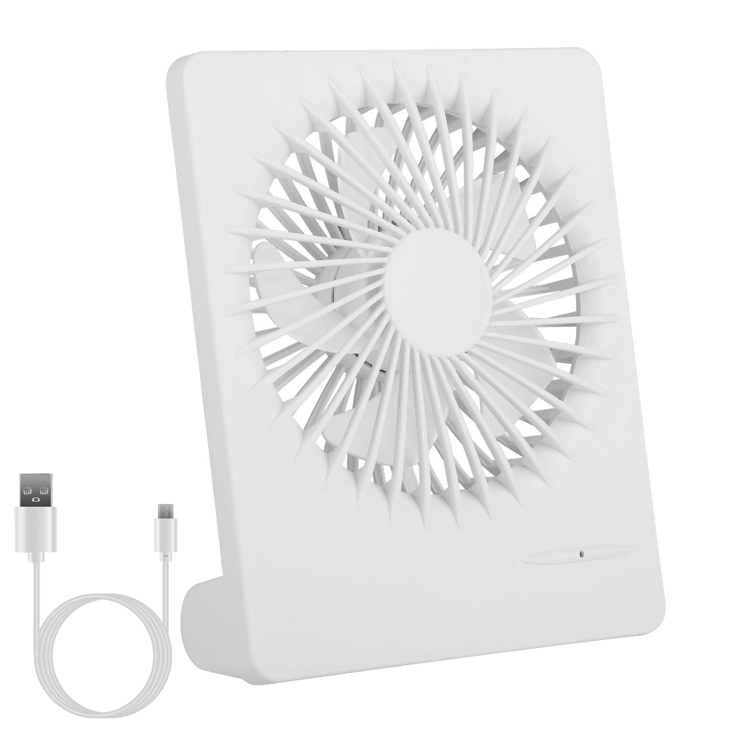 Mini ventilador de escritorio portátil, recargable por USB, silencioso, con 5 aspas y 3 velocidades ajustables para dormitorio u oficina