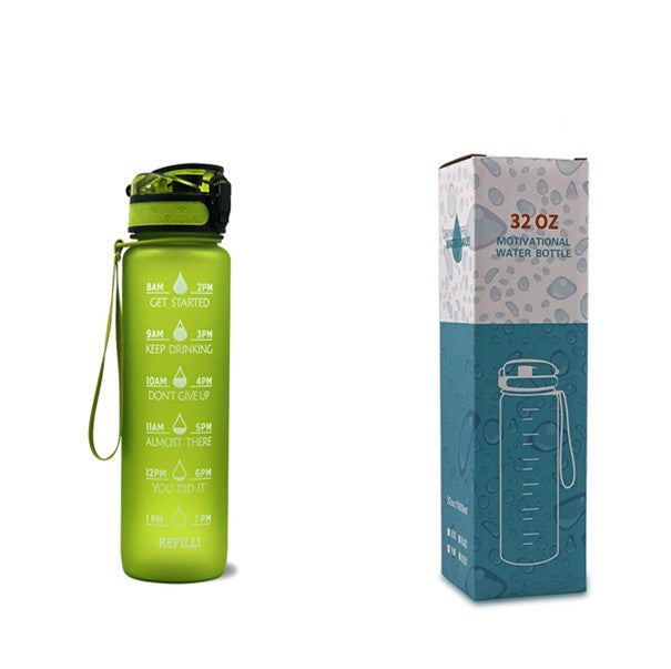 Botella de agua Tritan de 1L con marcador de tiempo, tapa rebotante, botella motivacional, taza a prueba de fugas para ciclismo, botellas para deportes y fitness.