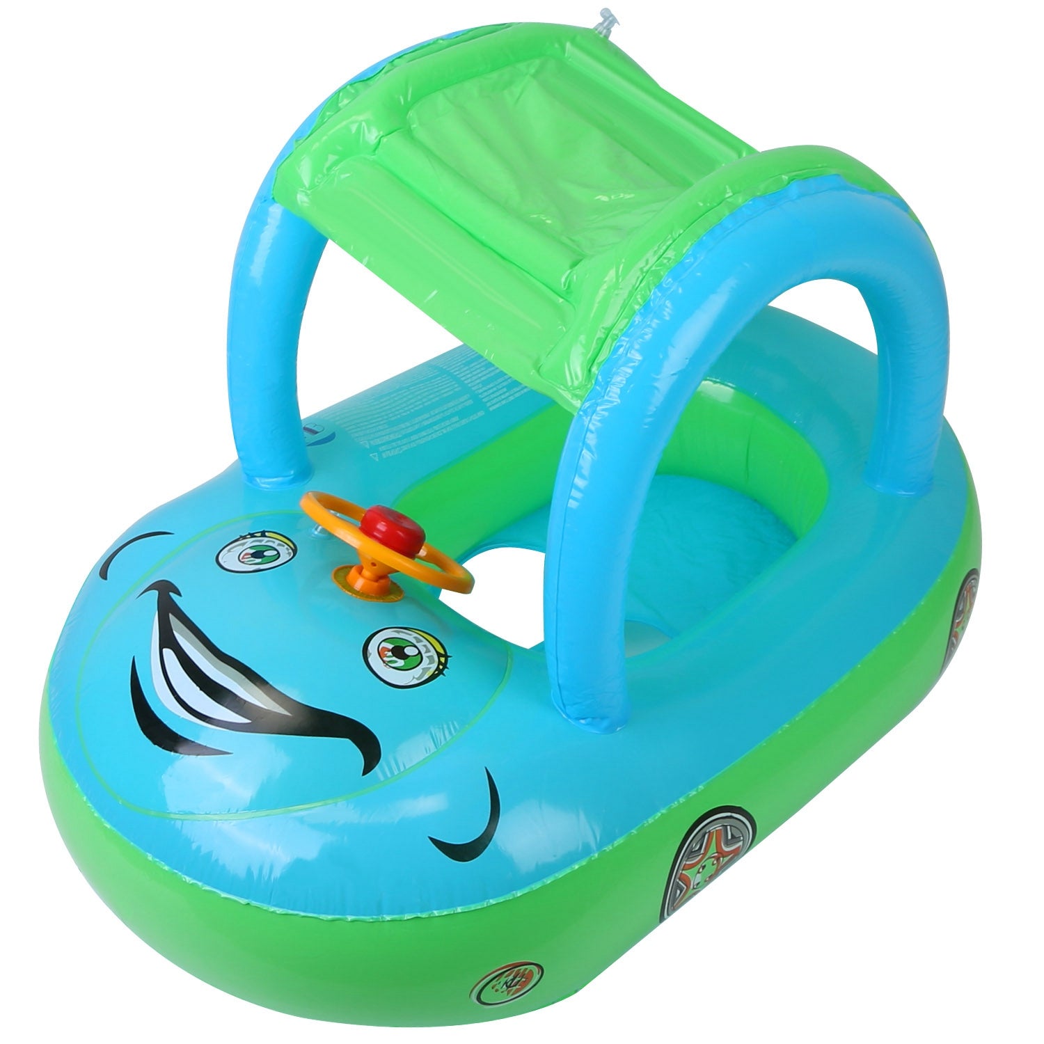 Flotador hinchable de piscina con forma de coche para bebés, flotador de natación para niños pequeños, juguete para piscina, anillo de natación para bebés con toldo de protección solar para niños de 1 a 3 años